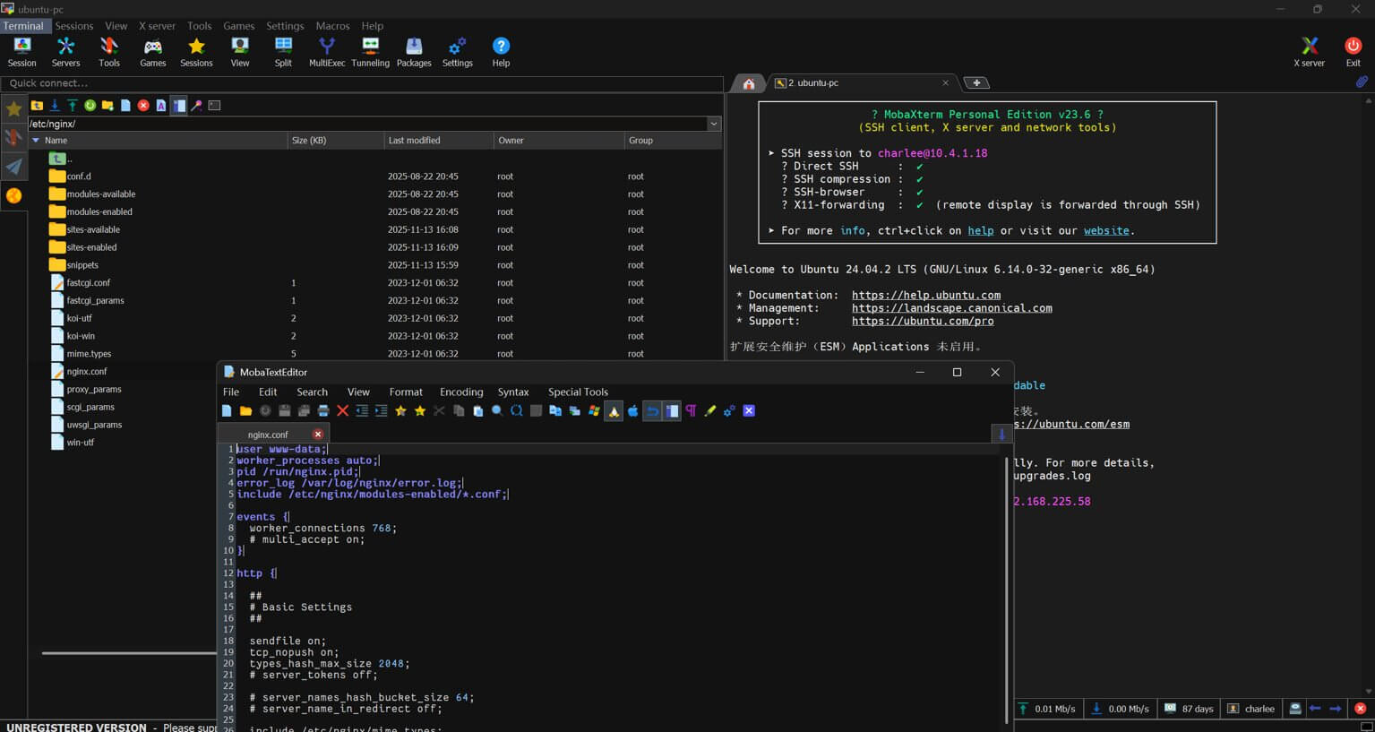 使用 MobaXterm 的文件浏览器编辑文本