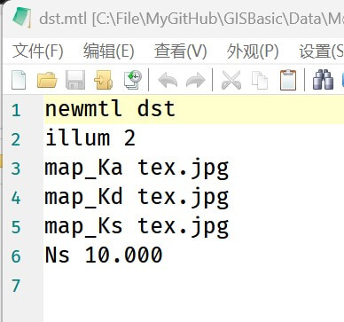 图7.7 OBJ格式的材质文件