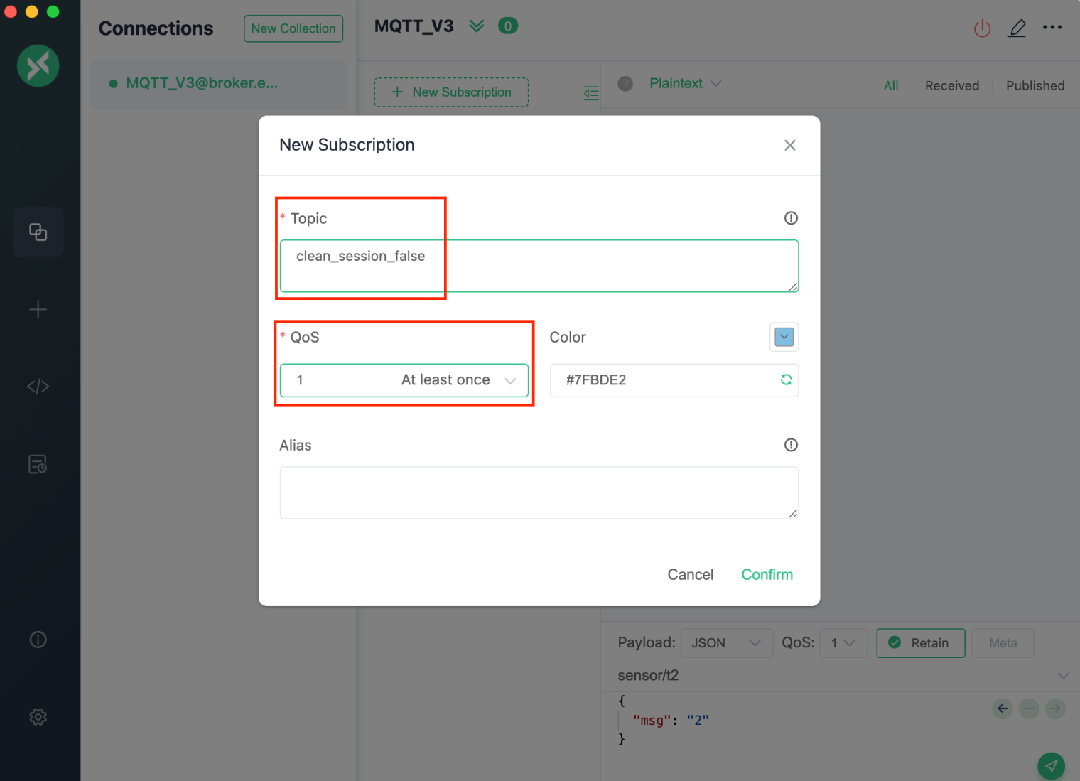 订阅 MQTT 主题