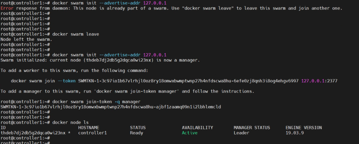 Error response from daemon: This node is not a swarm manager.