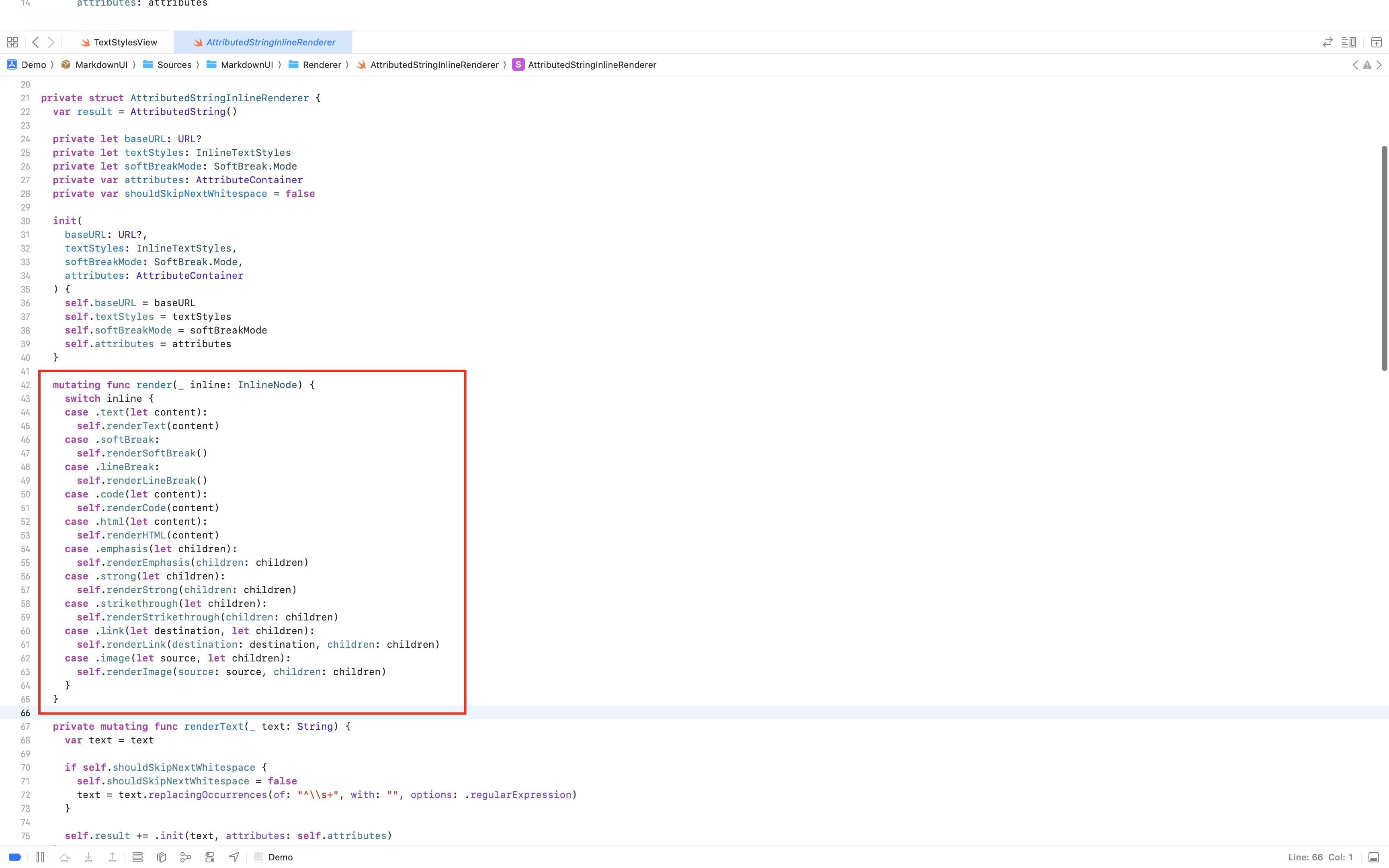 InlineNode 节点渲染