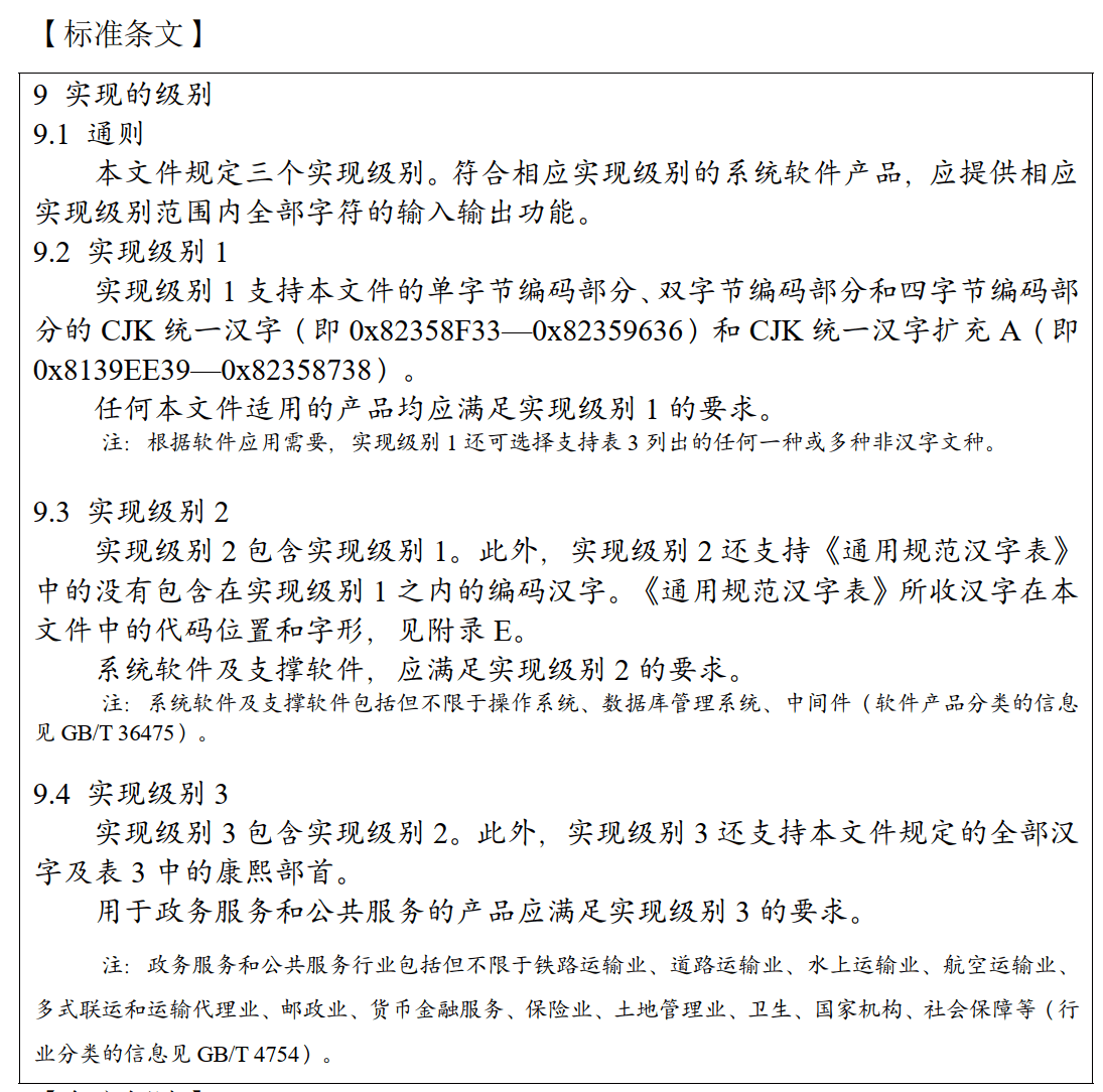 18030实施的三个不同要求