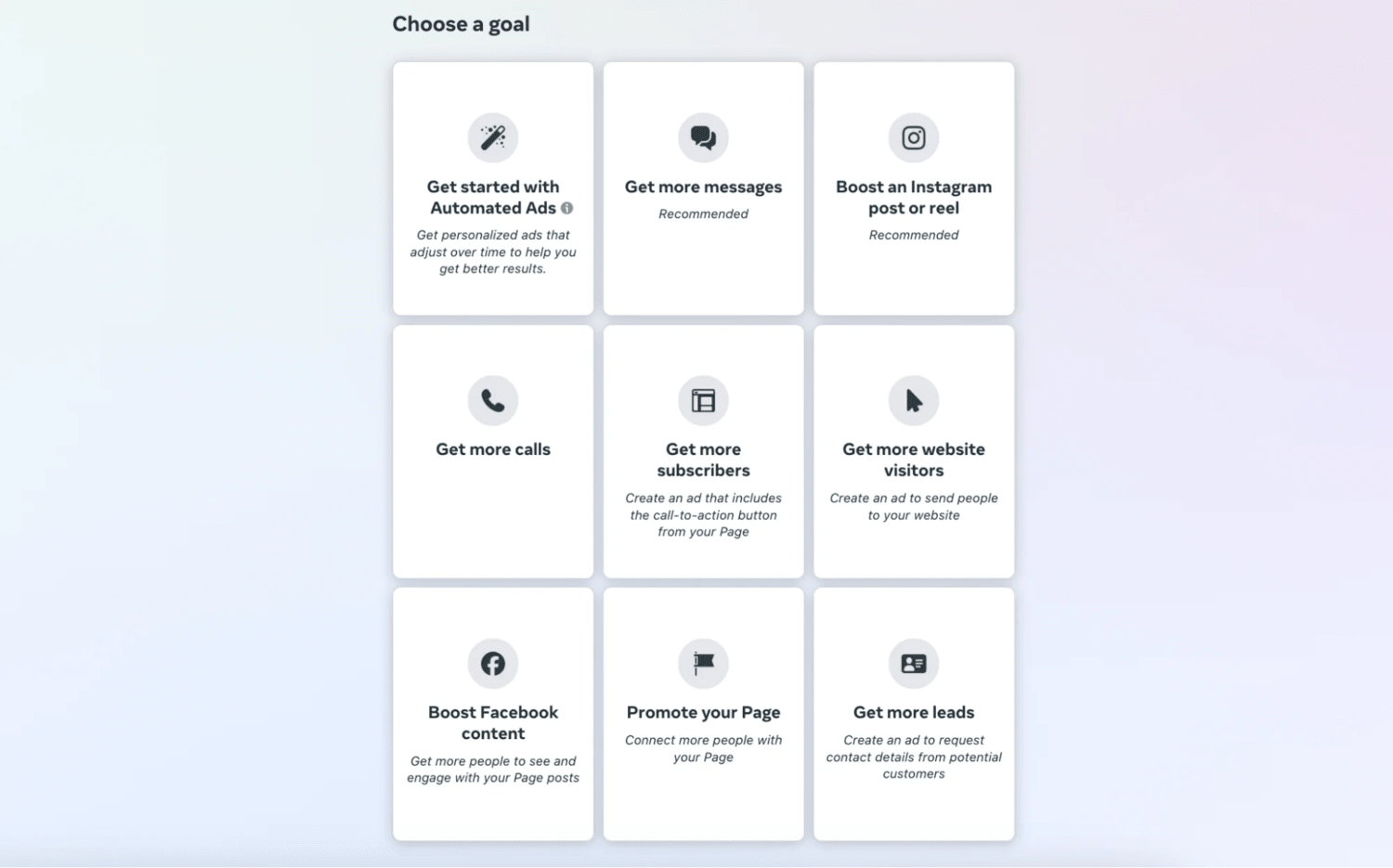 各种Facebook推广目标