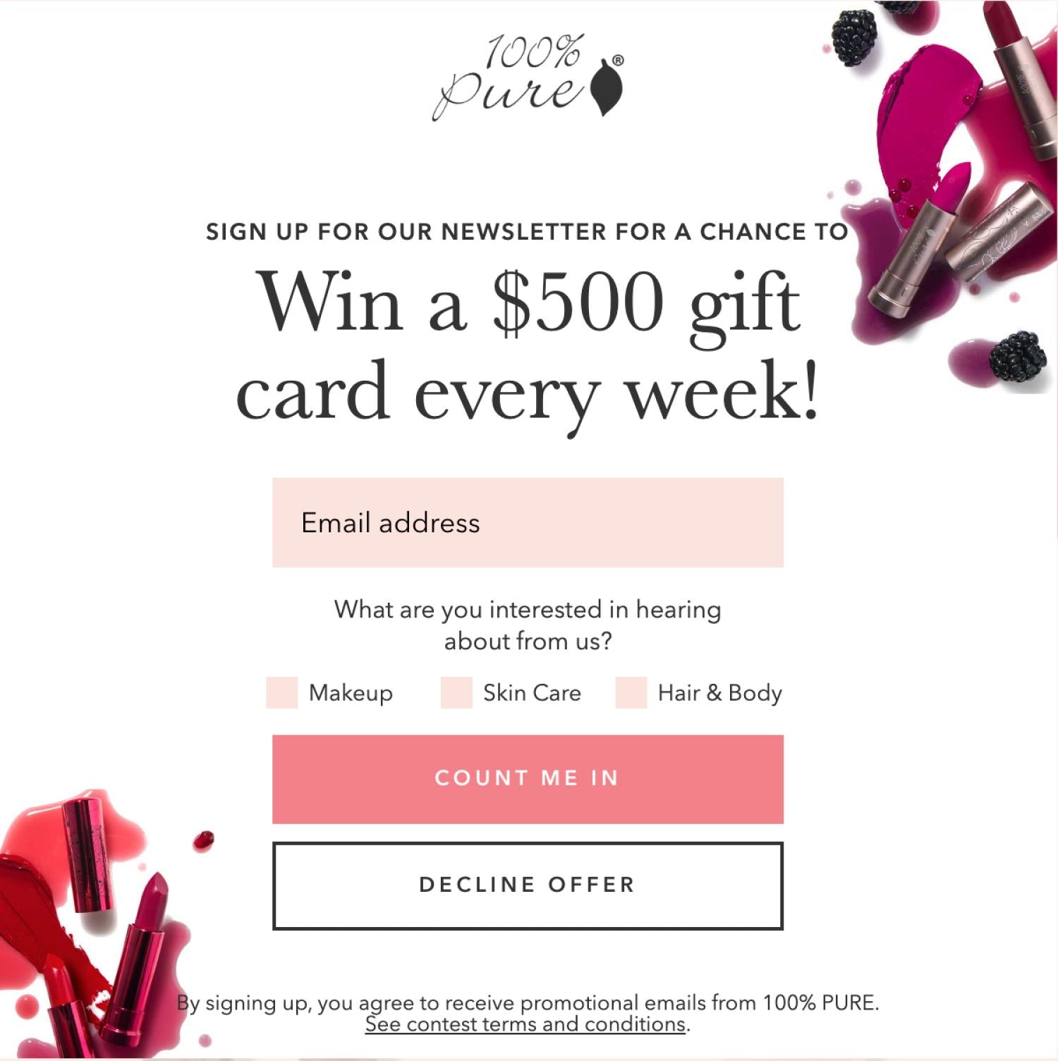 电子邮件弹出窗口示例