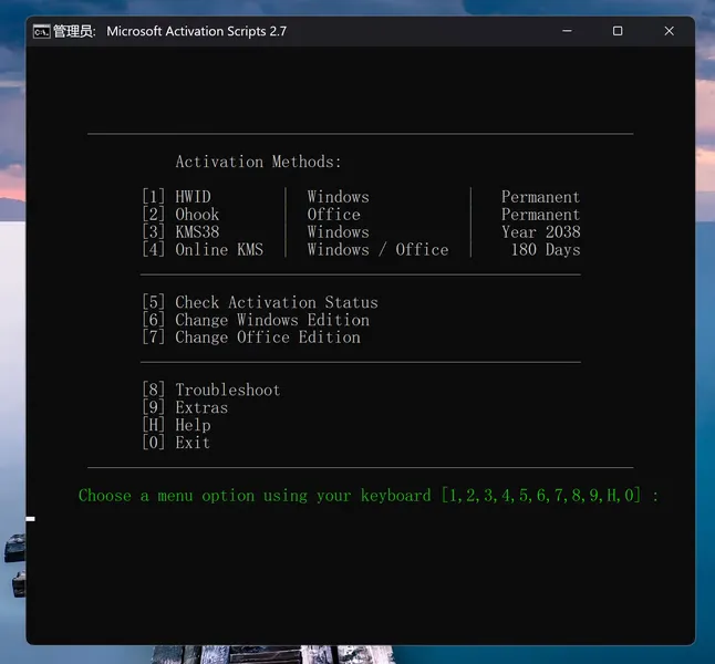 Windows/Office激活选项