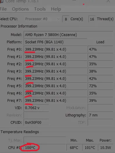 显卡温度过高,CPU降频,Core temp