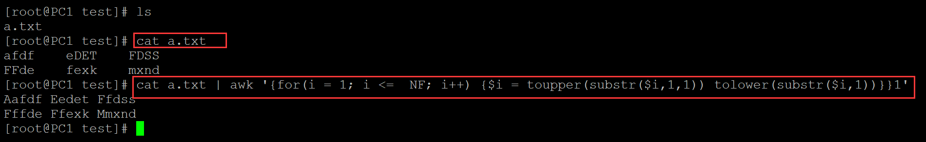 Linux 中实现文本中所有的单词的第一个字符大写，其余字符小写