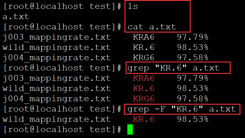 Linux 中grep命令 -F 选项使关键字按照原始字符串进行搜索