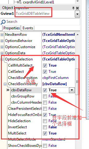 delphi cxgrid 增加选择框