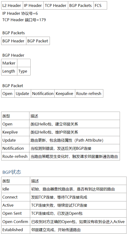 BGP報文結構&型別、狀態