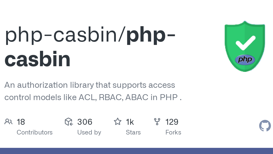 PHP-Casbin v4.0.0 发布，支持 ACL、RBAC、ABAC 等模型的访问控制框架