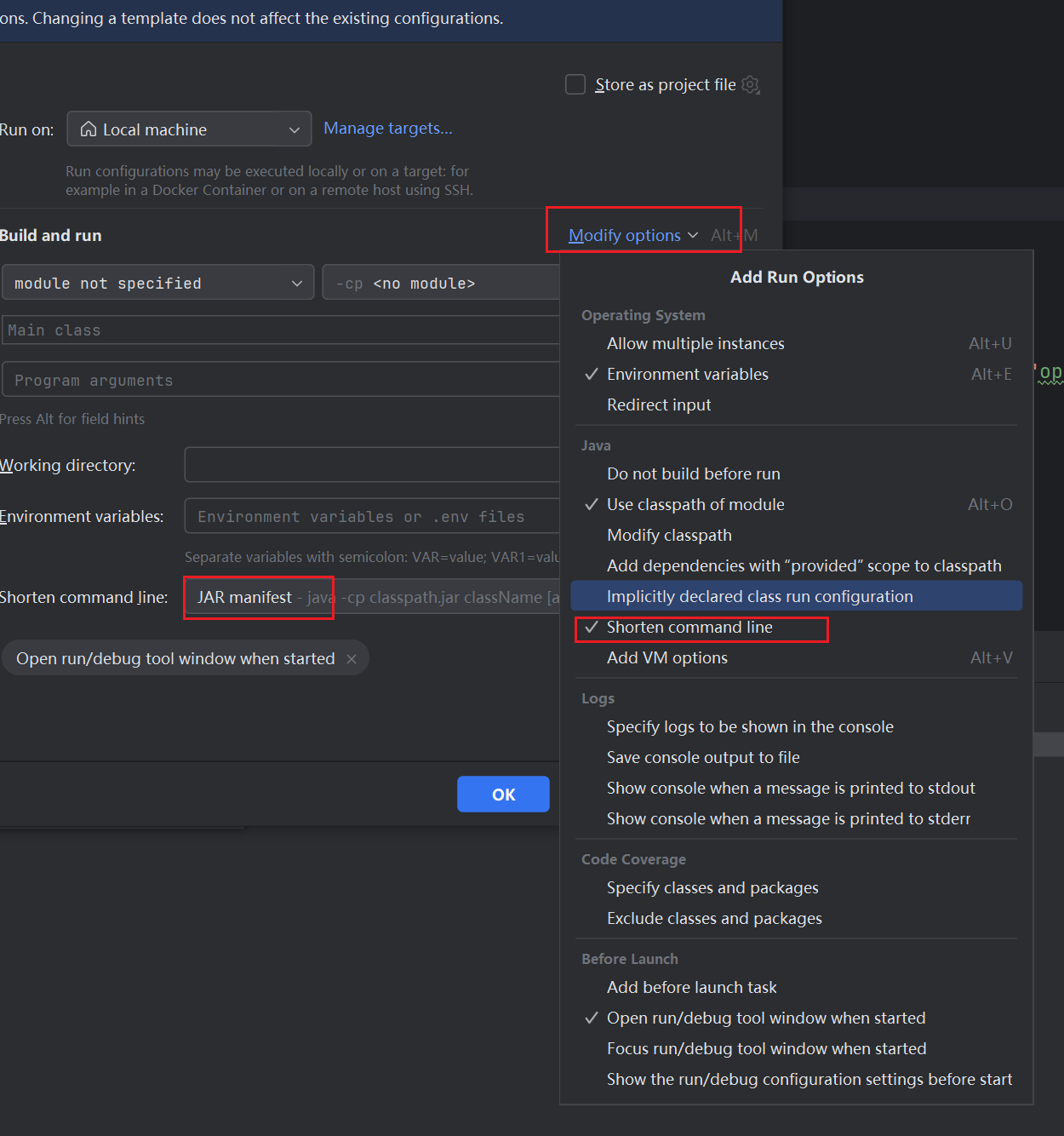 Error running ‘Application’Command line is too long