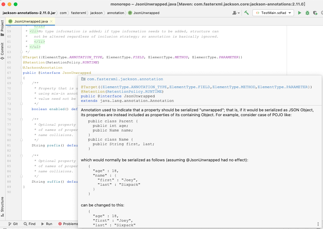 javadoc of @JsonUnwrapped
