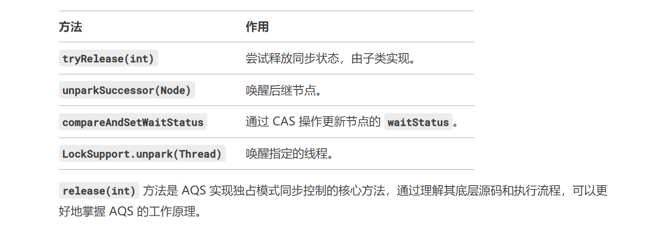 AQS的release(int)方法底层源码