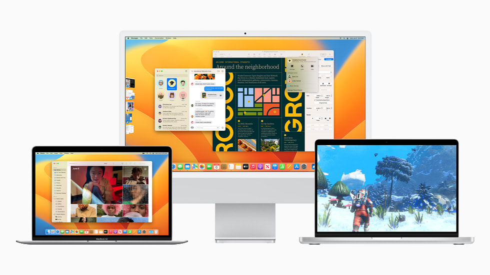 MacBook Air、24 英寸 iMac 與 14 英寸 MacBook Pro。