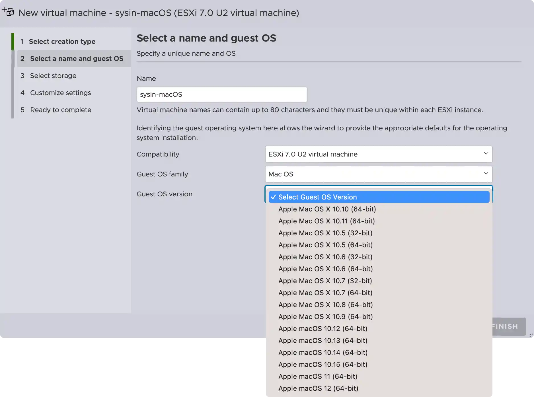 New VM in ESXi 7.0 U2