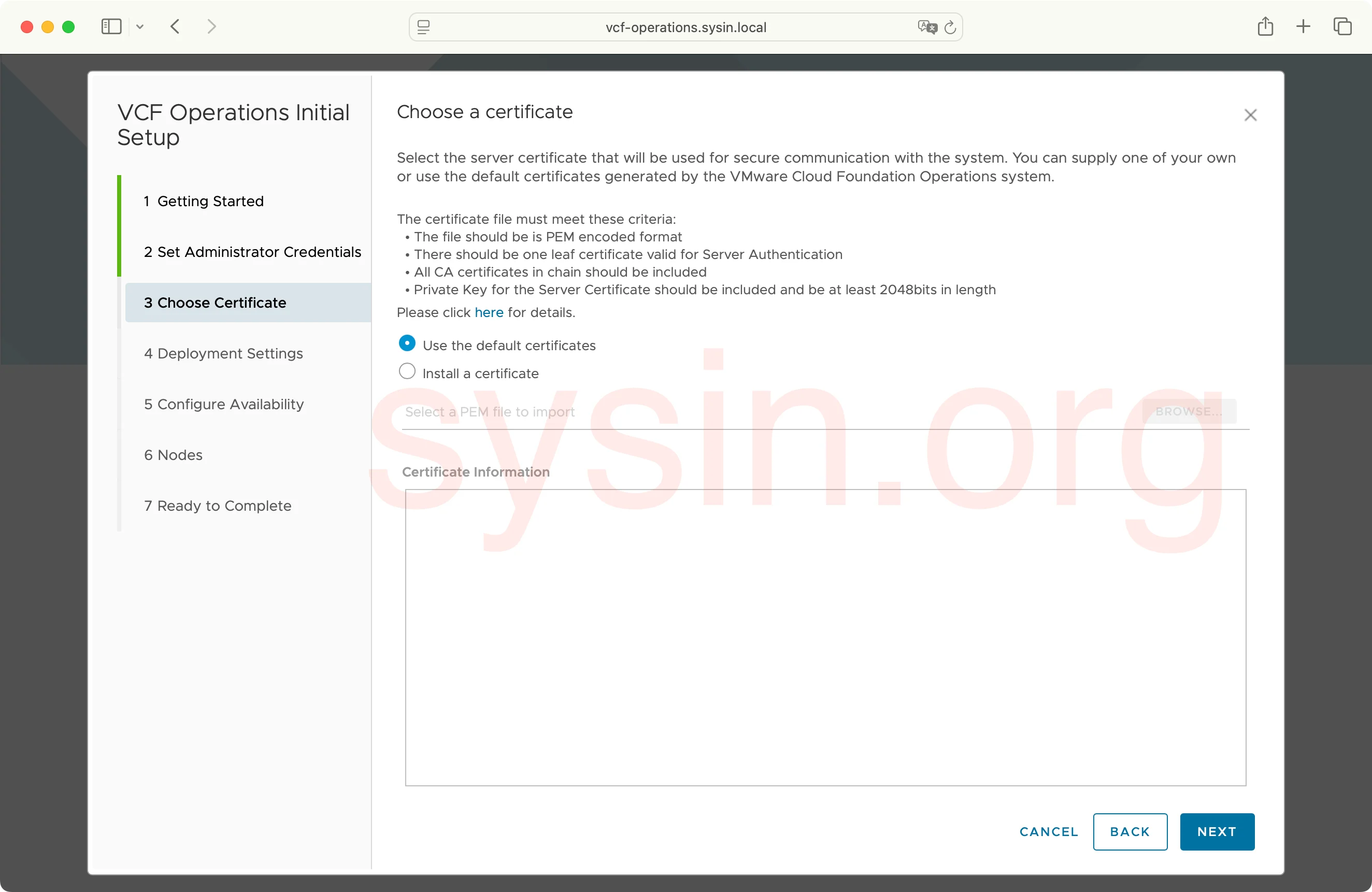 VCF-Operations-SYSIN