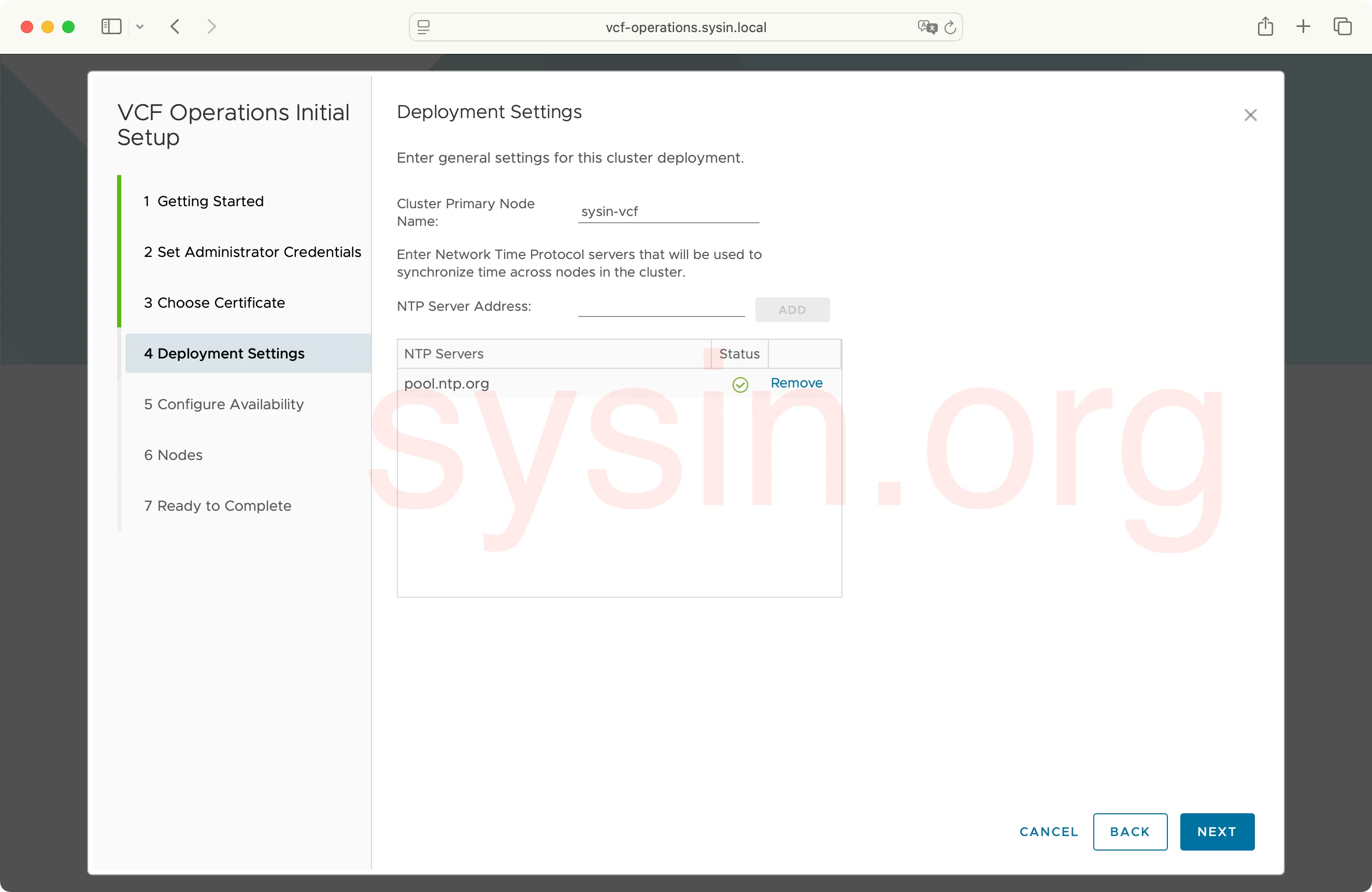 VCF-Operations-SYSIN