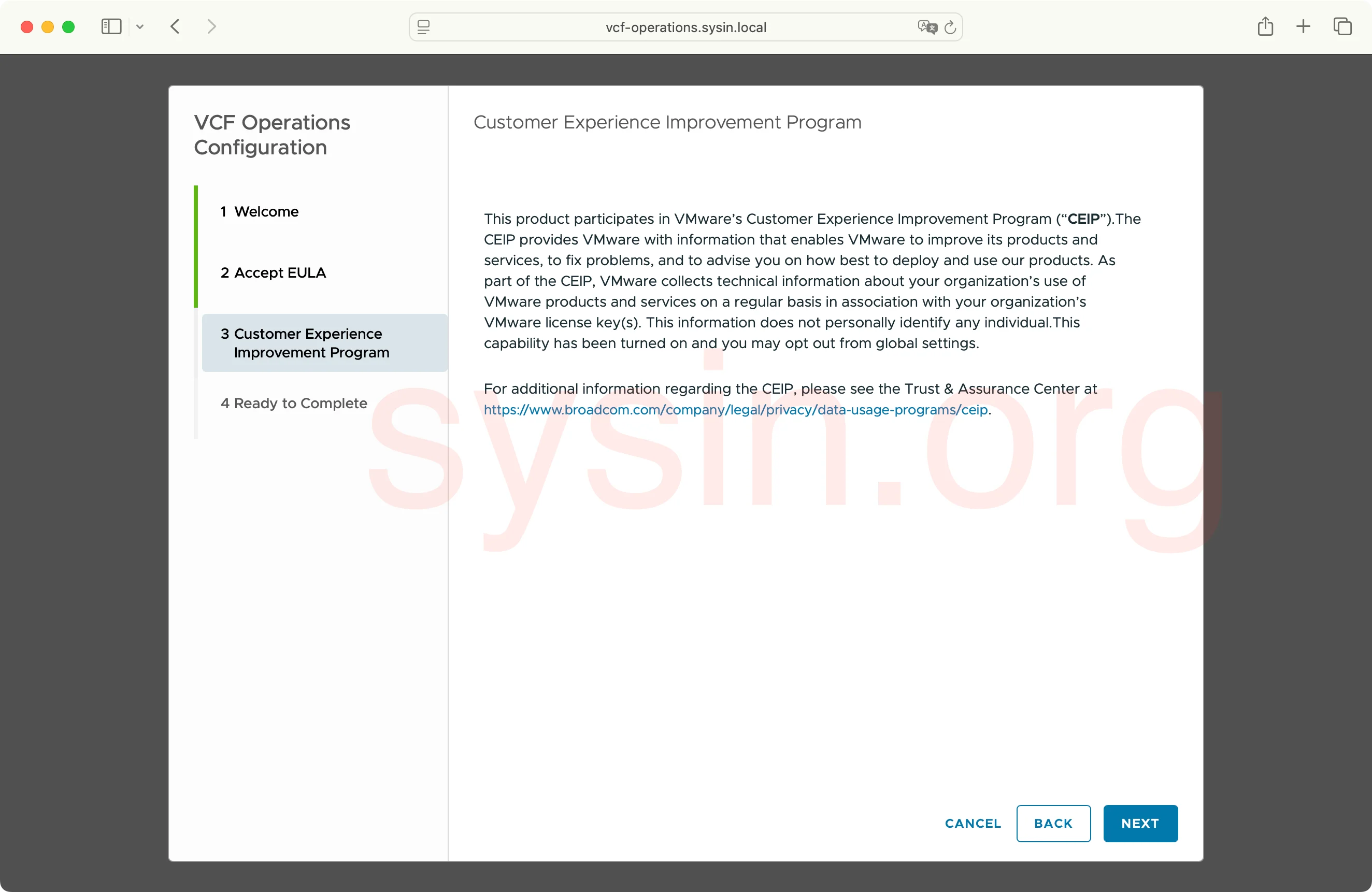 VCF-Operations-SYSIN