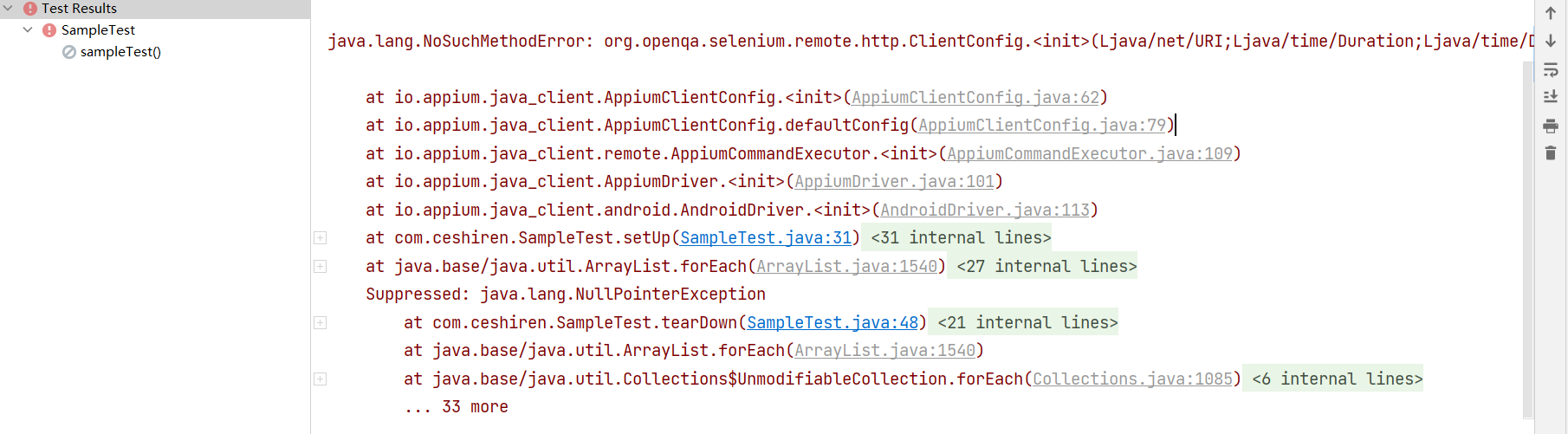 Appium 55 0 52 0 org openqa selenium rotatable 