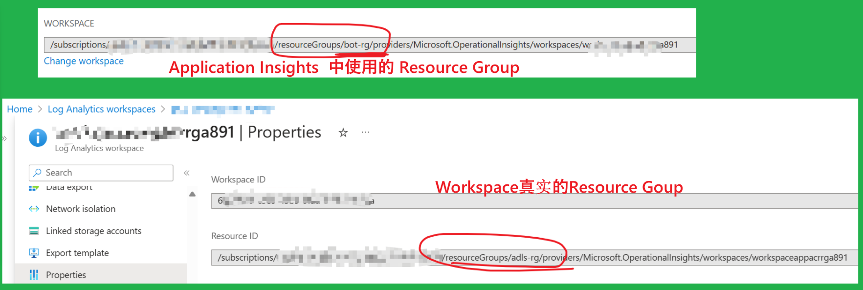 [Azure Application Insights]Azure应用程序见解概述页面中workspace的link不见了？