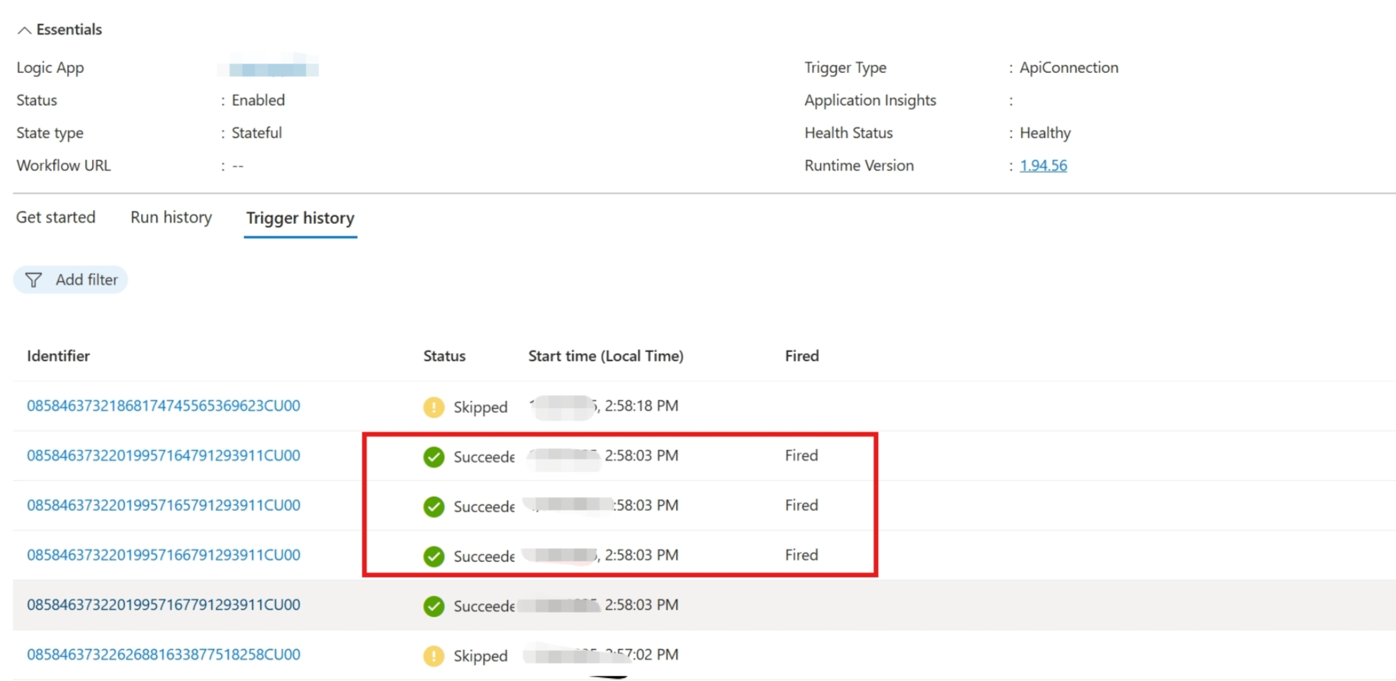 【Azure Logic App】使用MySQL 新增行触发器遇见错误 ：“Unknowncolumncreated_atinorderclause”