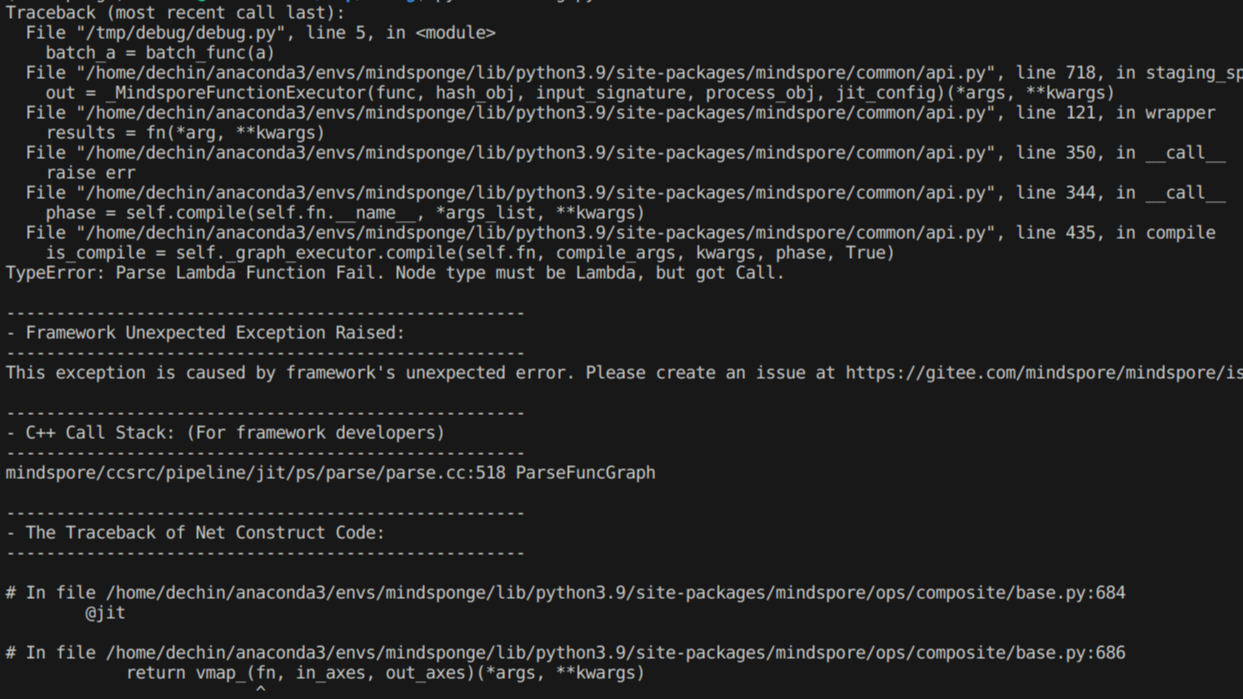 MindSpore编译构建后Vmap模块的RuntimeError问题