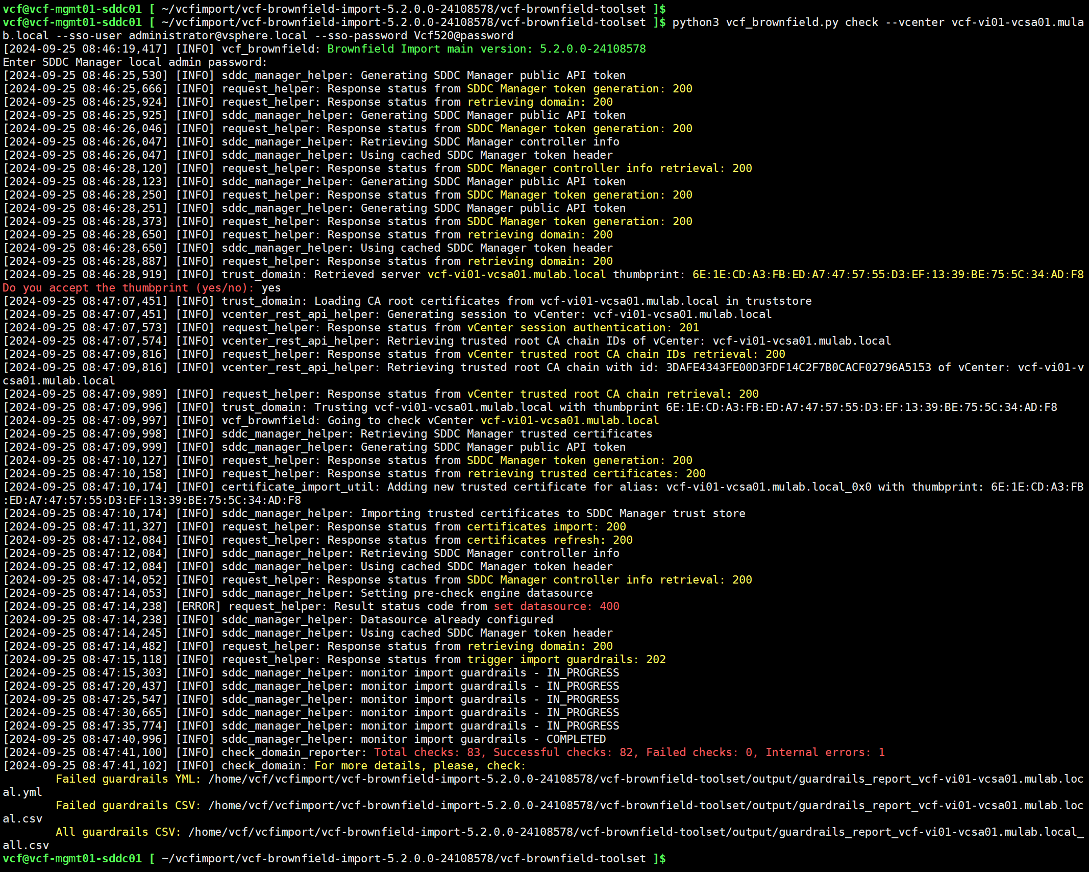 【VMware VCF】使用 VCF Import Tool 將現有 vSphere 環境匯入為 VI 域。