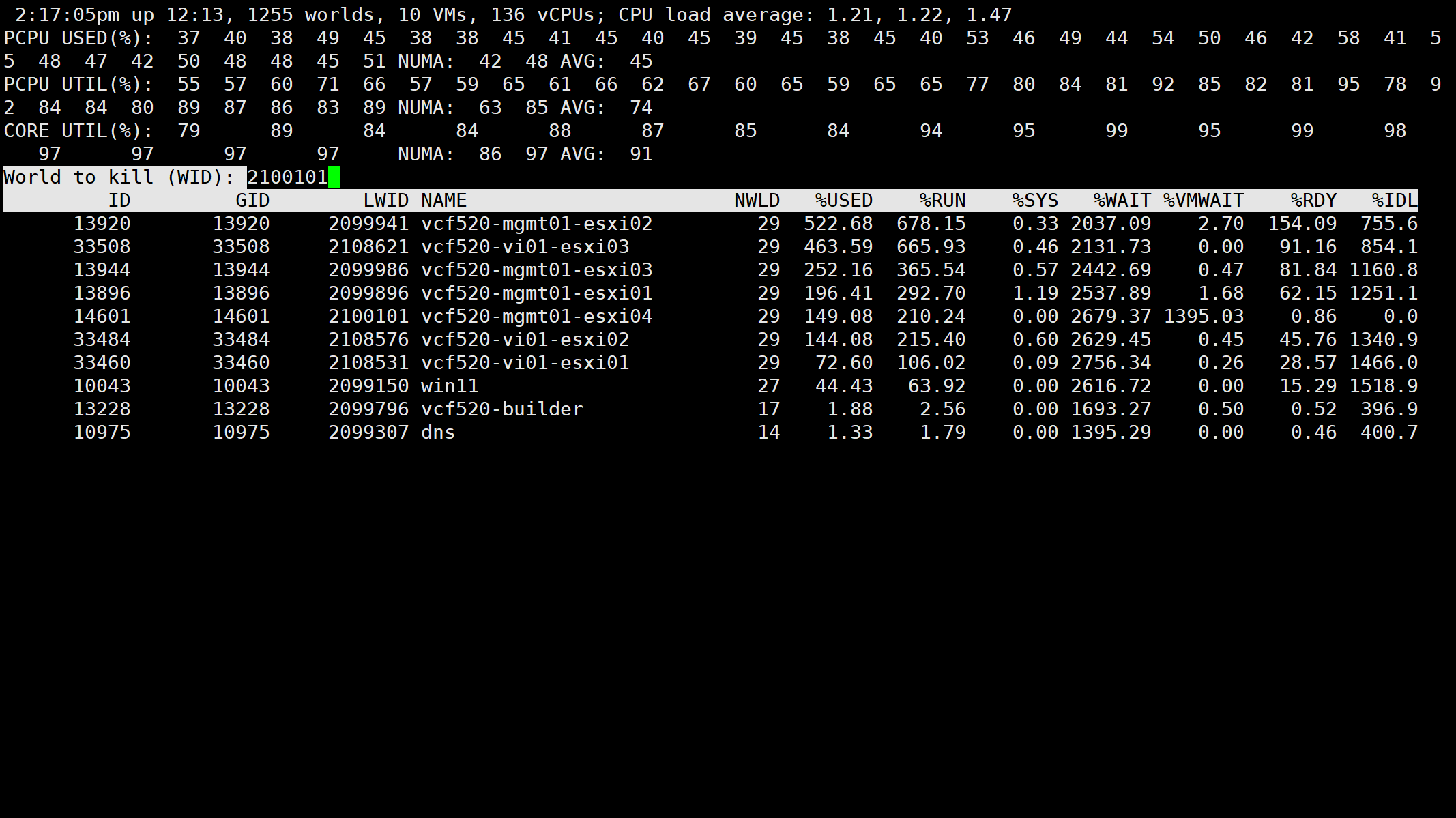 【VMware ESXi】使用 esxtop 殺死 ESXi 主機中卡死和不響應的虛擬機器。