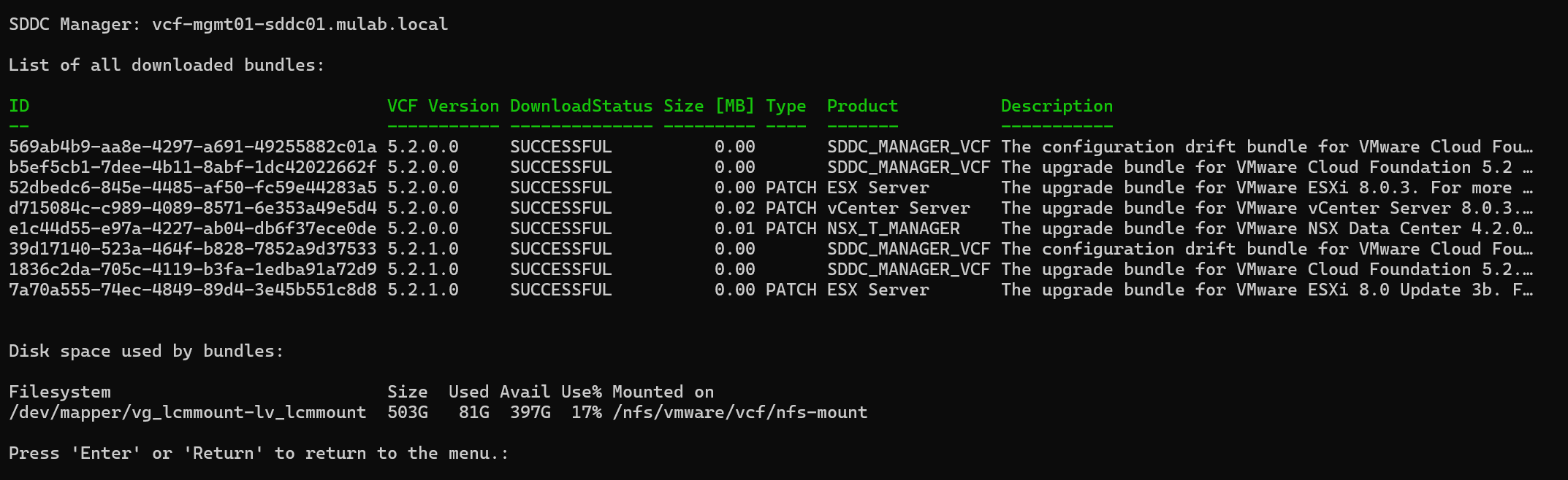 【VMware VCF】使用 PowerShell 指令碼管理 SDDC Manager 中的軟體包。