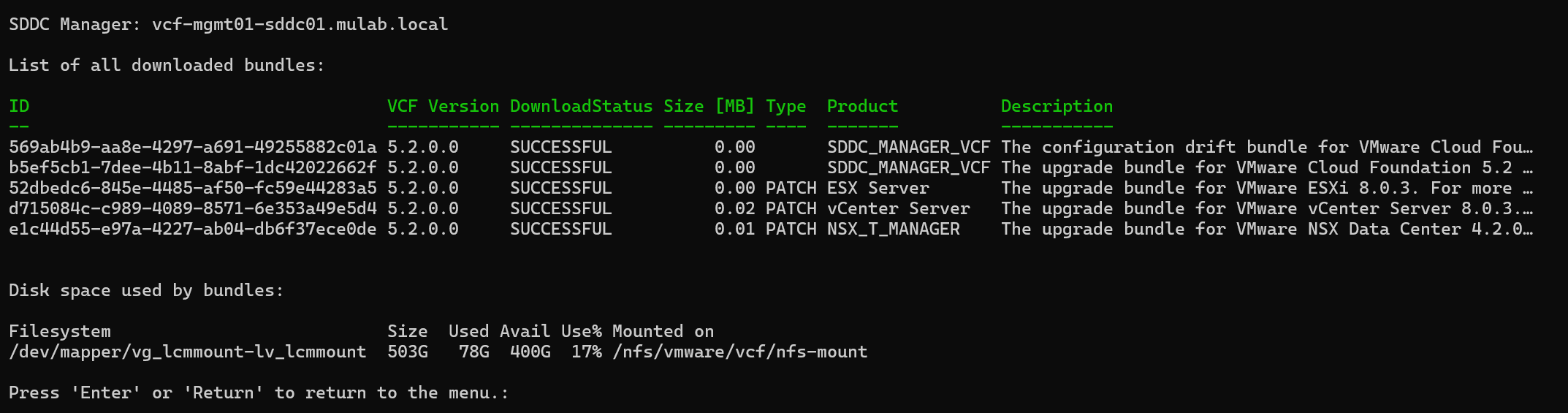 【VMware VCF】使用 PowerShell 指令碼管理 SDDC Manager 中的軟體包。