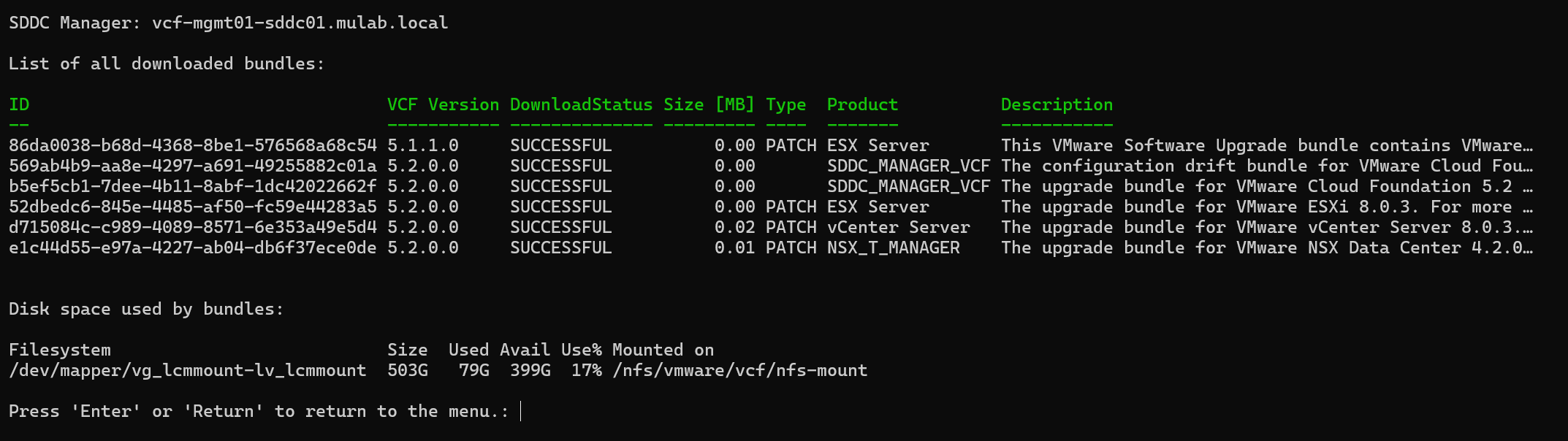 【VMware VCF】使用 PowerShell 指令碼管理 SDDC Manager 中的軟體包。