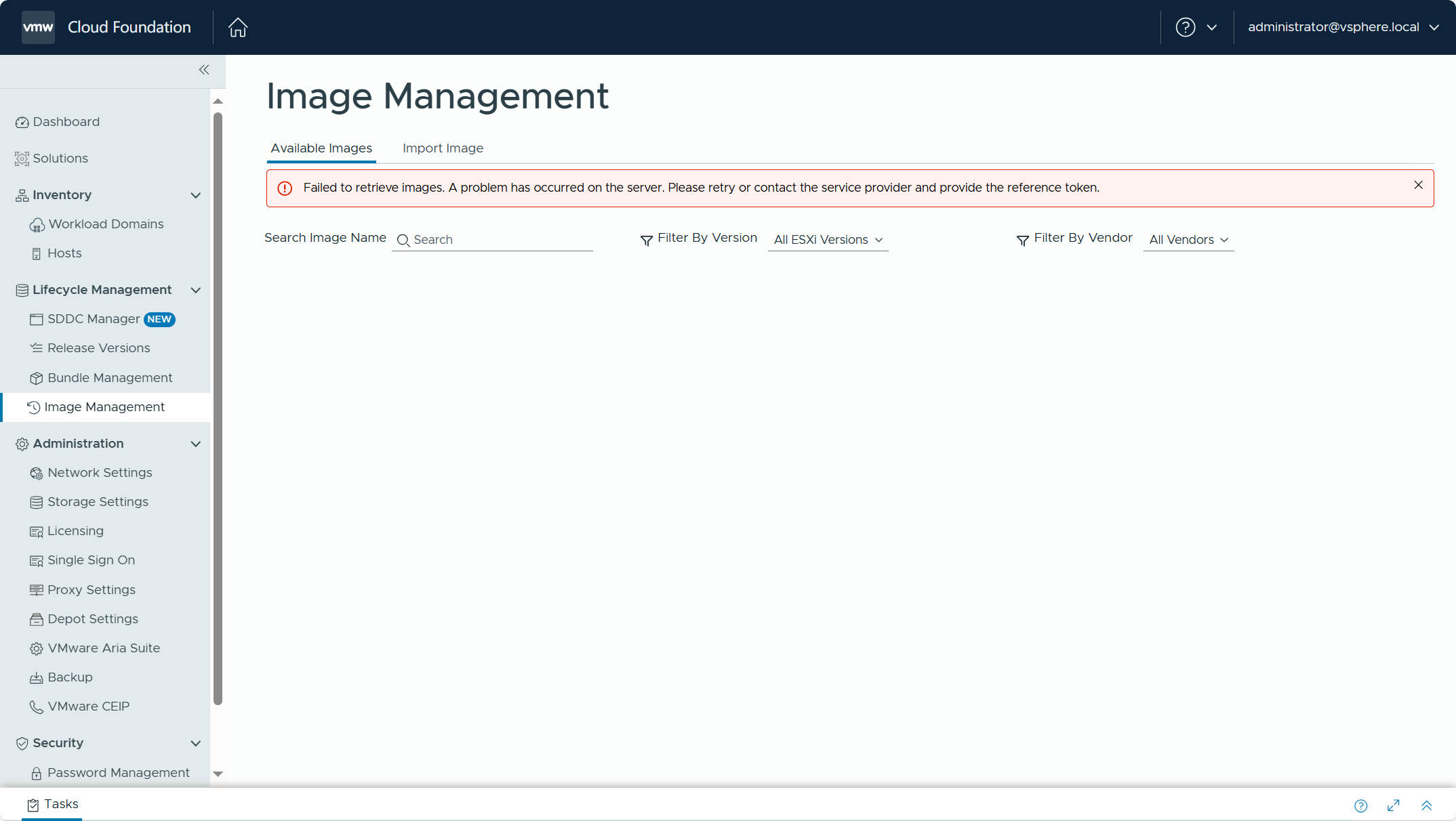 【VMware VCF】解決還原 SDDC Manager 備份後無法顯示映像管理中的可用映像問題。