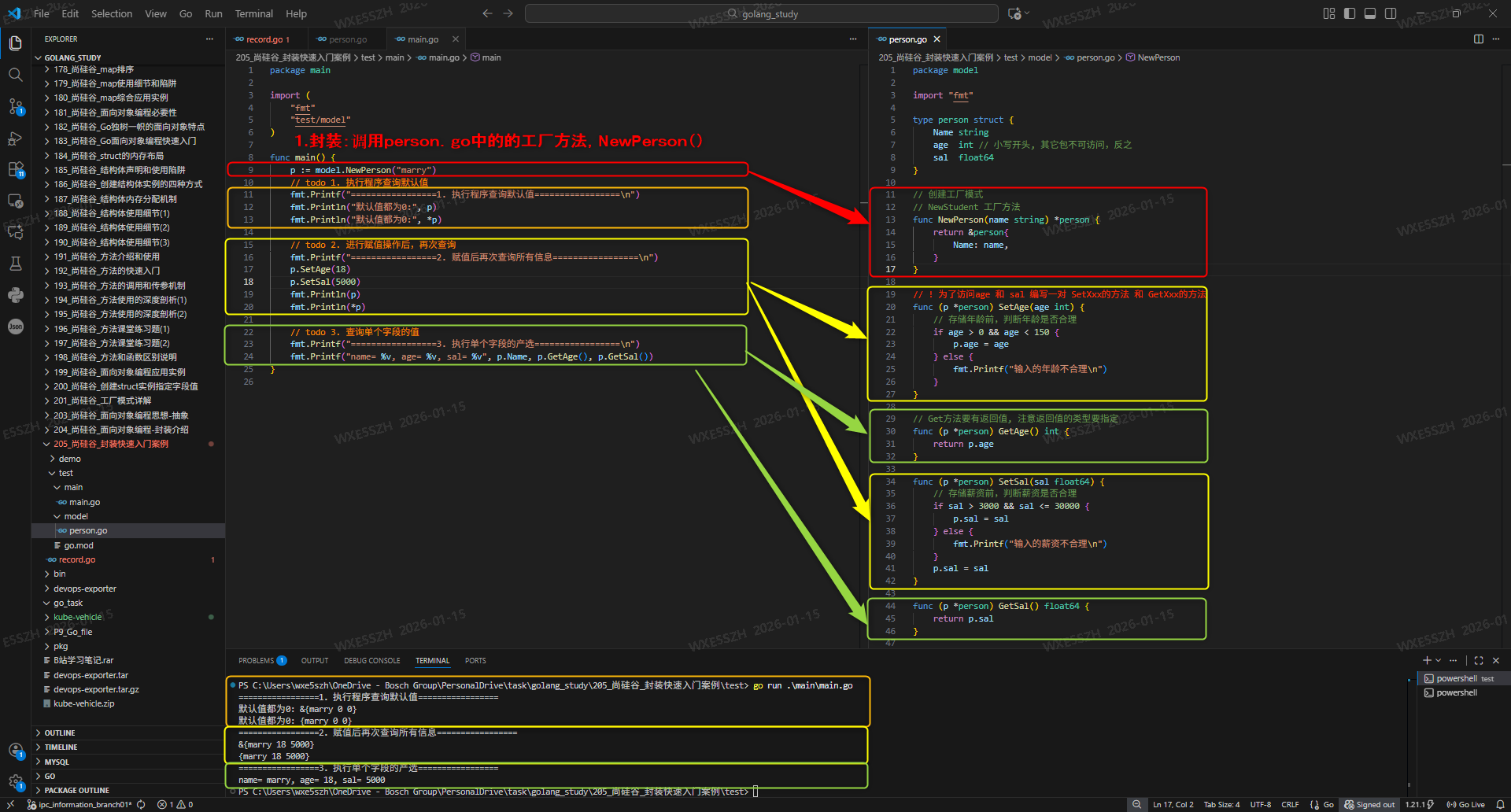 2.封装应用案例运行结果