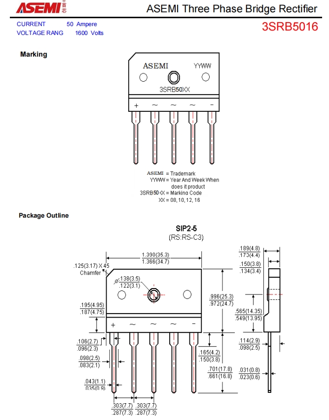 3SRB5016-ASEMI三相整流桥3SRB5016