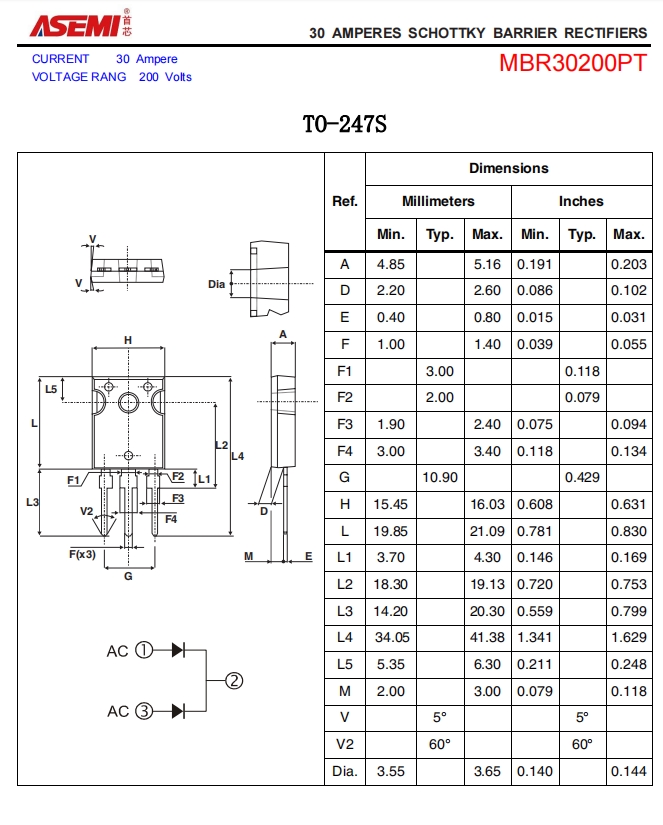 MBR30200PT-ASEMI开关电源专用MBR30200PT