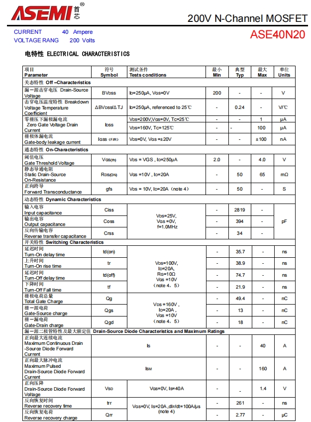 ASE40N20-ASEMI工业控制专用ASE40N20