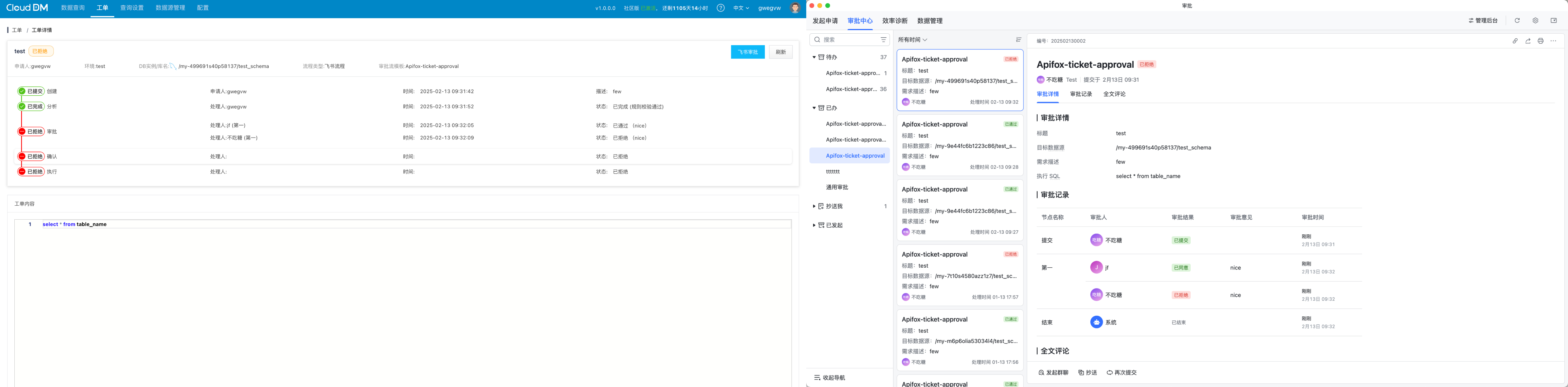 使用 CloudDM 和飞书流程化管理数据库变更审批