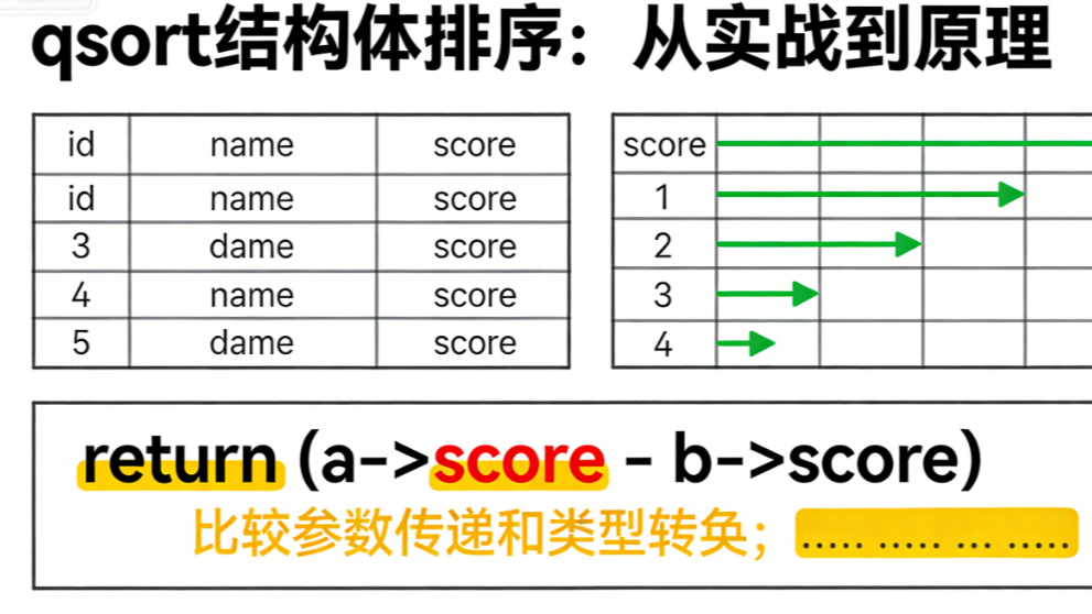 深入理解 C 语言 qsort 函数：结构体排序实战与底层原理