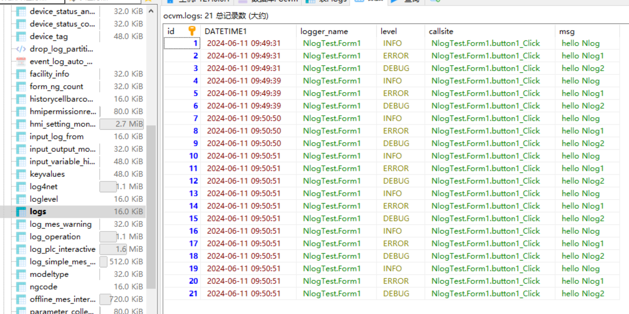 C#中操作Nlog写入日志到Mysql数据库