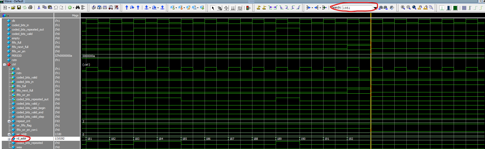 在modelsim中查找指定信号是否有特定值