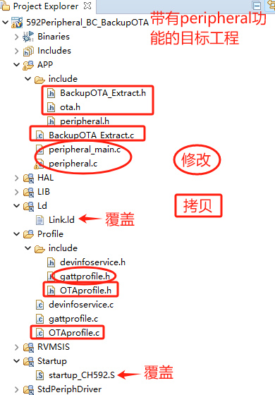 向带有BLE从机的代码中移植BackupOTA备份升级