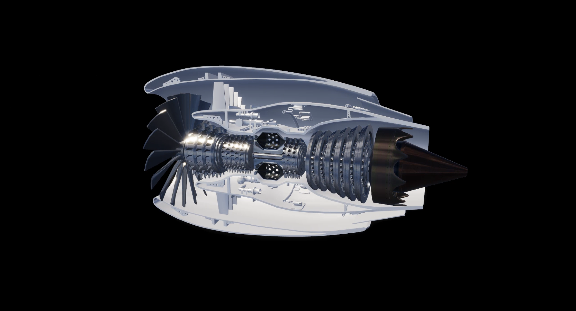 探索飞行奥秘：3D模型带你走进飞机涡轮发动机的世界