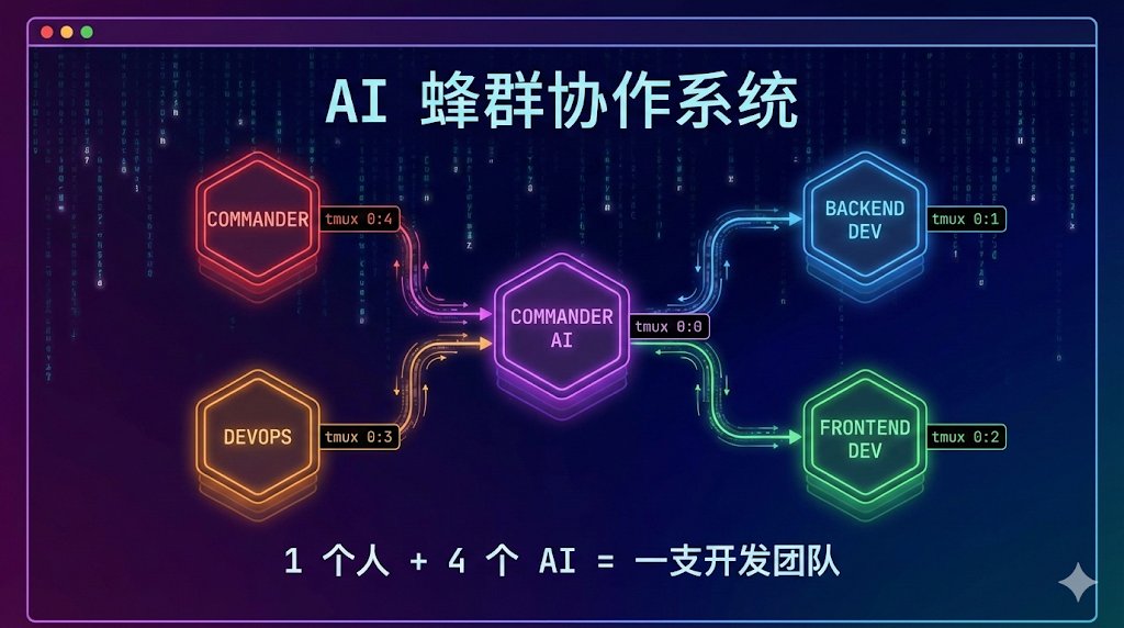 AI 蜂群编程示意图