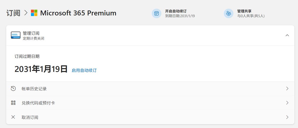 最终效果：订阅到期日期 2031 年