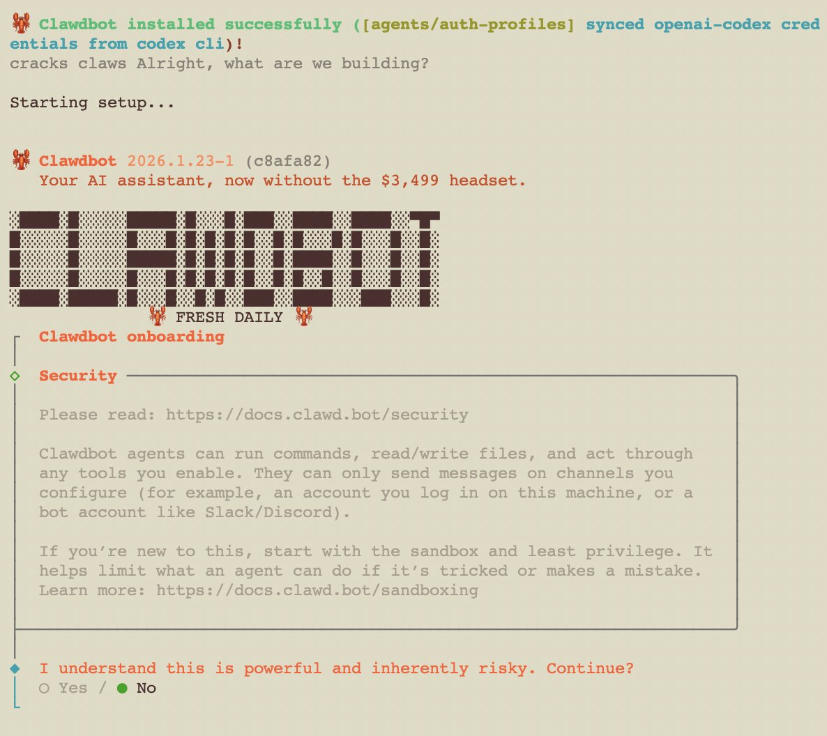 Clawdbot 安装成功界面