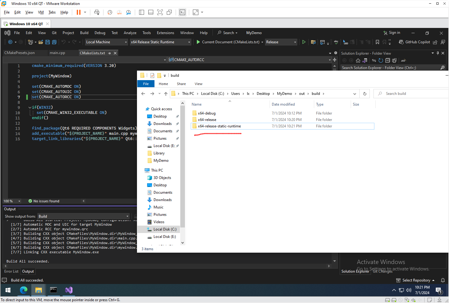 QT6 CMake项目配置 (Visual Studio)