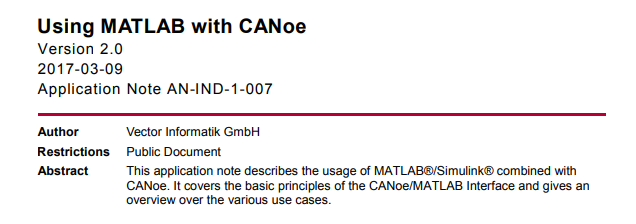 Using MATLAB with CANoe 快讀