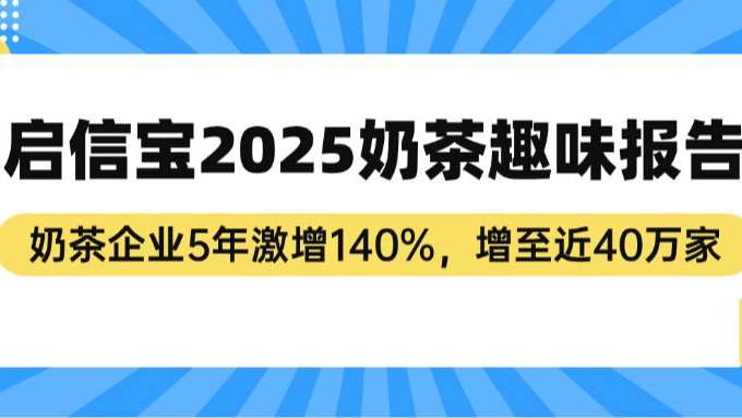 《启信宝2025奶茶趣味报告》：奶茶企业5年激增140%，增至近40万家