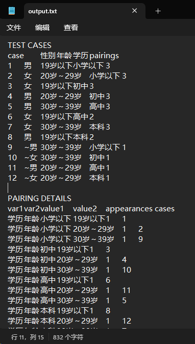 AllPairs工具助力正交表测试用例设计